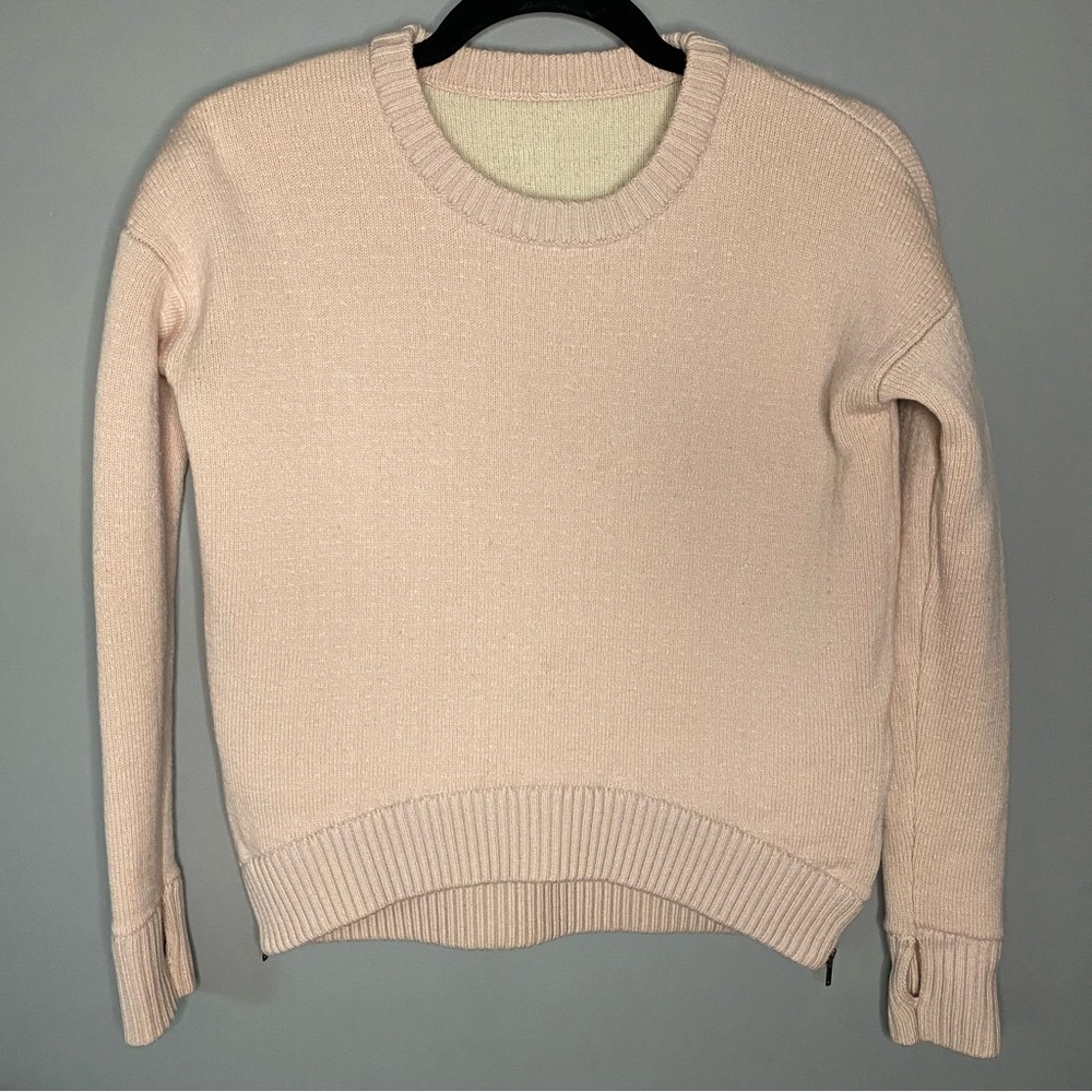 [XS] Lululemon Merino Wool Pink Crew Neck Sweater with Side Zippers